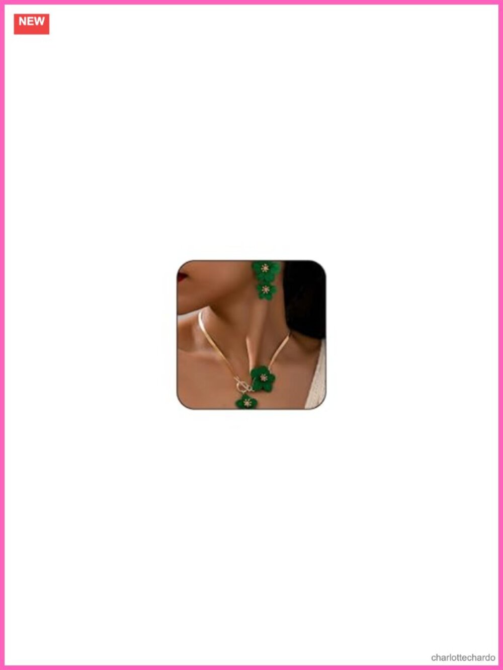 Gold Flower Necklace Earrings Set Jewelry Set for Women Trendy
